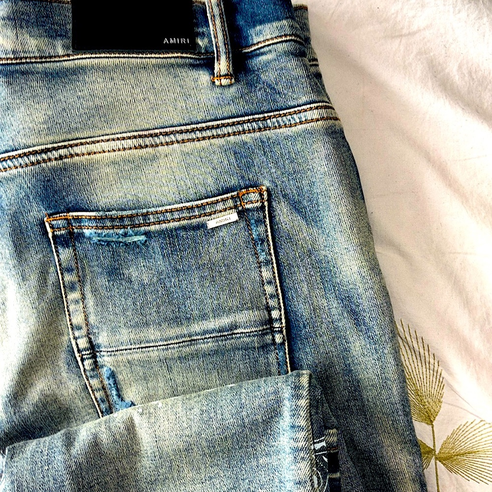 Nwot jeans by Amiri paisley clay indigo nwot size 32w inseam 33 authentic Italy! - Picture 5 of 17